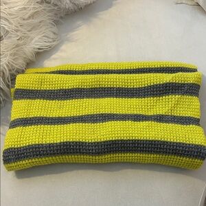 J Crew Waffle Knit Wool Blend Striped Circle Scarf